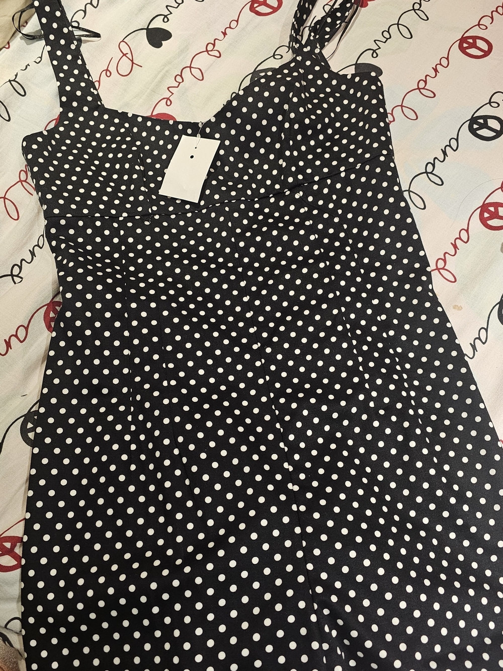 Zara Black Dress with White Polka Dots